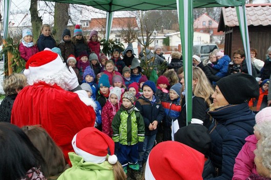 Der Weihnachtsmann, hier ein Schnappschuss vom vergangene Jahr, wird wieder vor dem Wesenberger Rathaus erwartet. Foto: Burgverein 